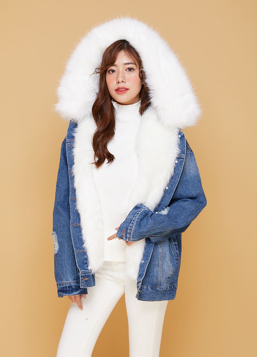 1001 Jacket Jean Hoodies Fur Extra Warm