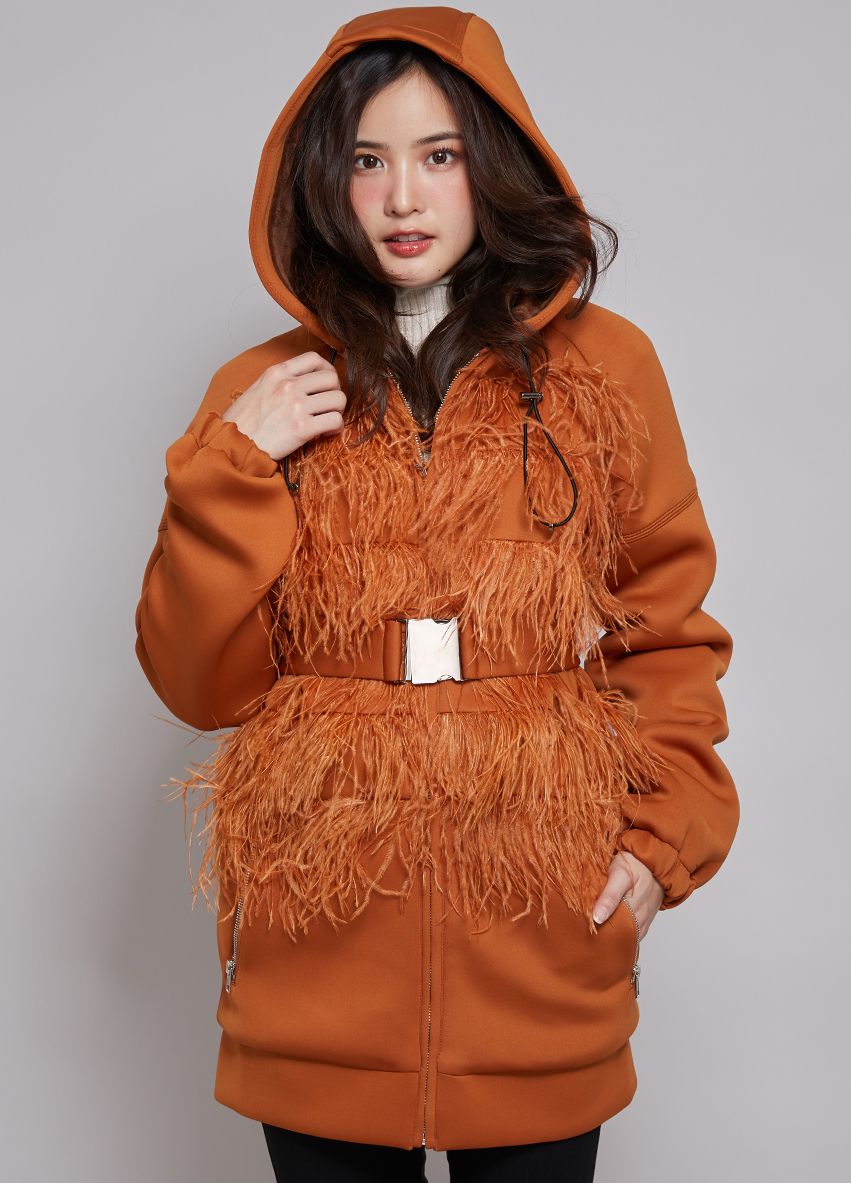 459 Feather Coat with belt