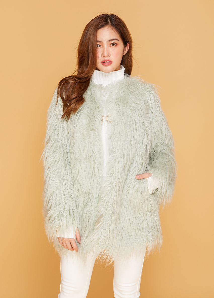 638  Pastel Long Fur Coat