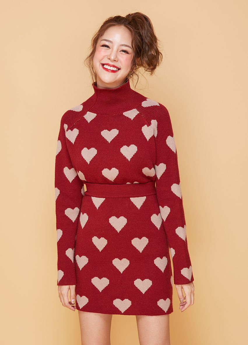 645 knitting Heart shirt & skirt