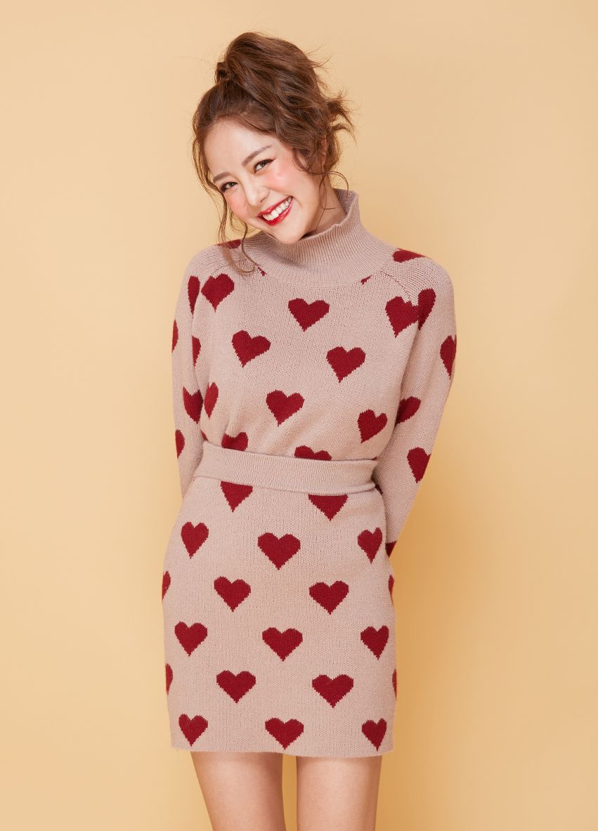 645 knitting Heart shirt & skirt